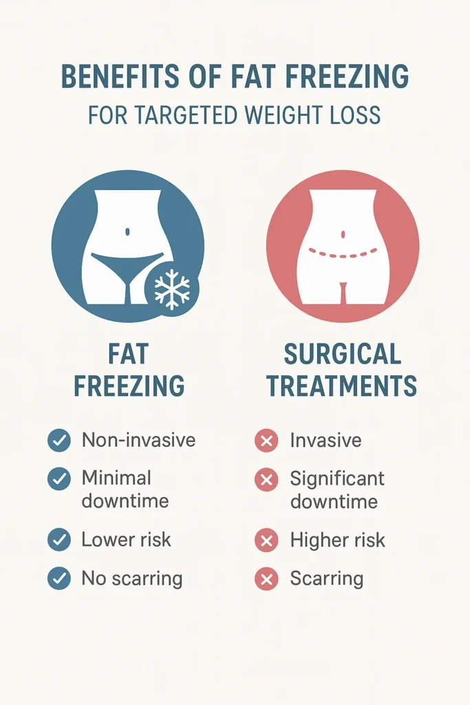 graphic showing the benefits of fat freezing North Harrow