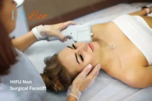 Woman having Hi-Fu to reduce wrinkles North Harrow.