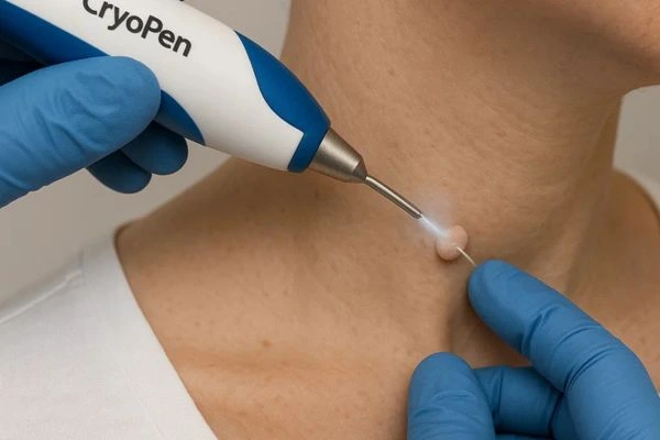 Person receiving Cryotherapy skin tag removal North Harrow